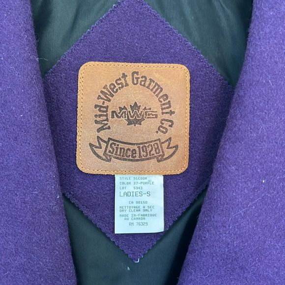 Vintage 80s Western Style Purple Wool Stitched Blazer S - Picture 8 of 12